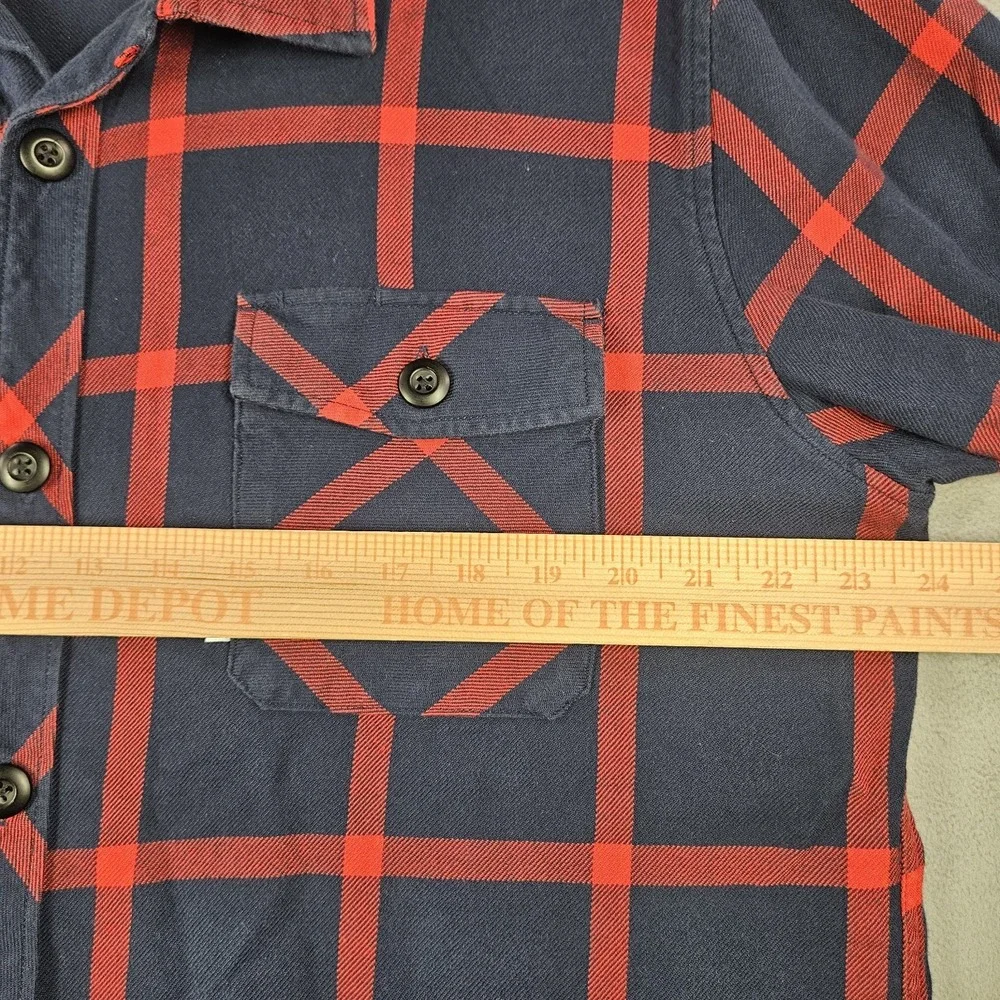 Topo Designs Flannel Shirt Men's XL Plaid Field Button Up Long Sleeve Blue Red
